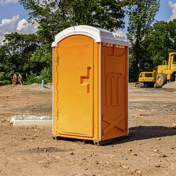 how often are the porta potties cleaned and serviced during a rental period in Landers